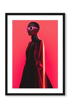 Fashion model showcasing futuristic fashion design, avant-garde couture in artistic photo shoot 