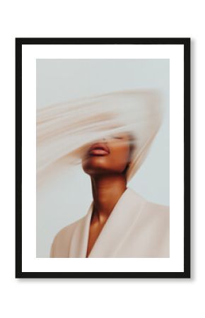 Elegant model posing with flowing fabric, fashion and beauty portrait