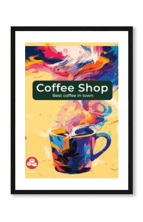 Colorful Coffee Shop Poster with Abstract Art.