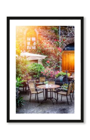 Cafe terrace in small European city