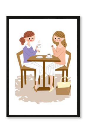 カフェでまったりする女性たち