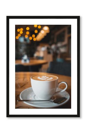 Coffee cup on the table. Cafe.
