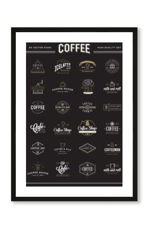 Big Set of Vector Coffee Elements and Coffee Accessories Illustration can be used as Logo or Icon in premium quality