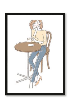 カフェ　女性