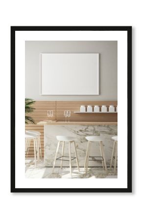 mock up poster frame in modern interior background, cafe, restaurant, 3D render, 3D illustration