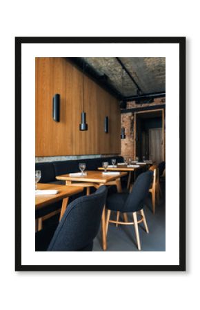 Cozy cafe with served tables