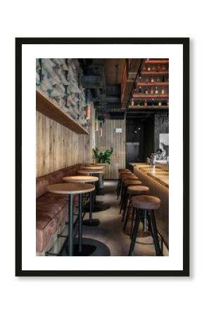 Interior of modern cafe in loft style