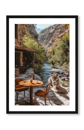 Outdoor cafe, tiger, valley