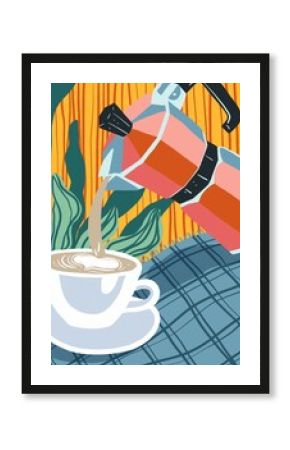 Still life cup of coffee. Breakfast
