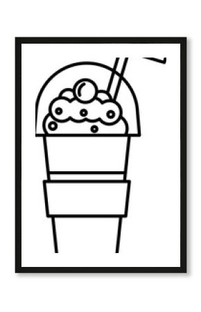 Outline frappe glass icon for cafe menus, summer promotions, websites, apps, and packaging designs. Editable vector stroke.