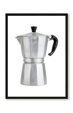 Traditional aluminum moka pot isolated on transparent background