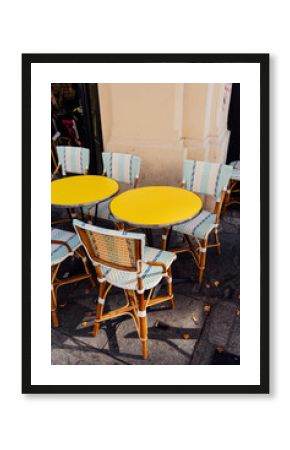 Yellow cafe chairs in France