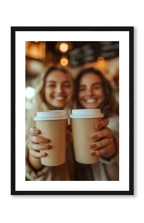 Enjoying coffee and good company at a cozy cafe with friends. Generative AI