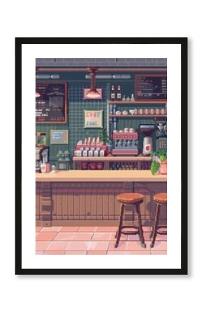 Coffee shop scoreboard restaurant furniture.