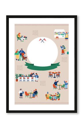 カフェを楽しむ人々のイメージポスター 