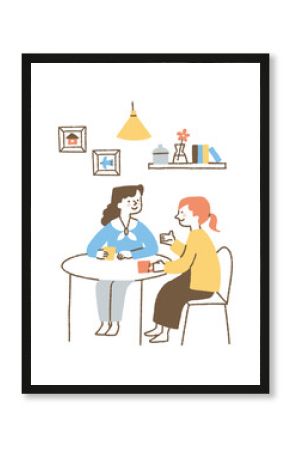 Two women having a lively conversation while drinking_Color