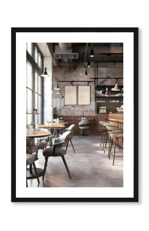 3d render of cafe restaurant interior
