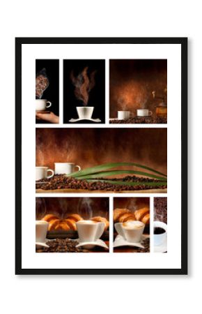Serie di caffè con sfondo scuro