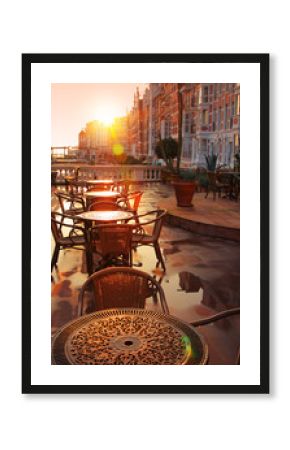 Image of street cafe early morning