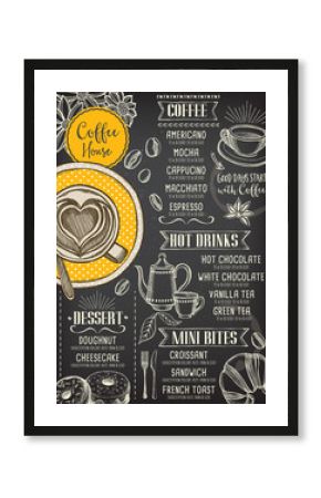 Coffee restaurant cafe menu, template design.