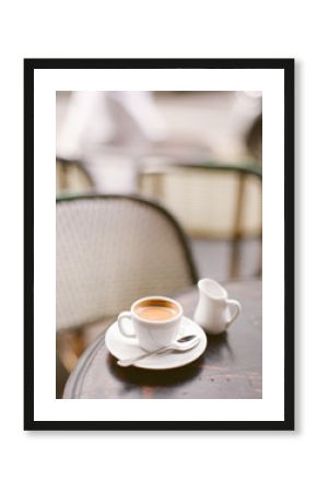french cafe au last on bistro table in paris