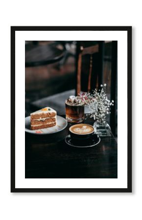 coffee and cake in cafe