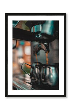 coffee maker pouring espresso
