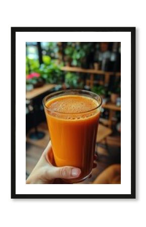 Drink held before plants