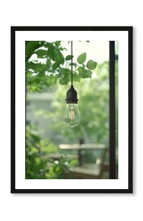 Hanging light bulb in cafe