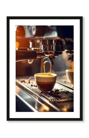 Espresso machine brewing coffee.