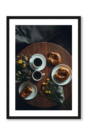 Morning delicacies highlighted by floral charm in a cozy cafe setting
