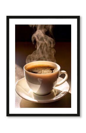 Taza de café humeando