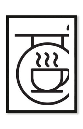 Coffee shop signage illustration line icon