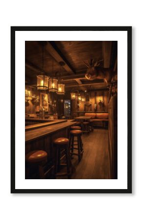 Vintage traditional cowboy pub interior for design. Generative AI