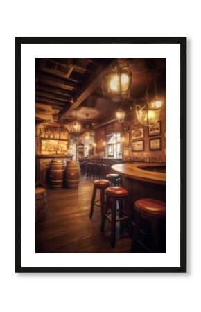 Vintage traditional cowboy pub interior for design. Generative AI