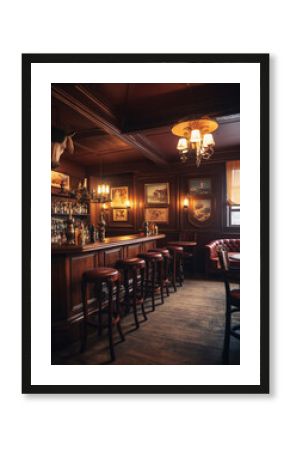 Vintage traditional cowboy pub interior for design. Generative AI