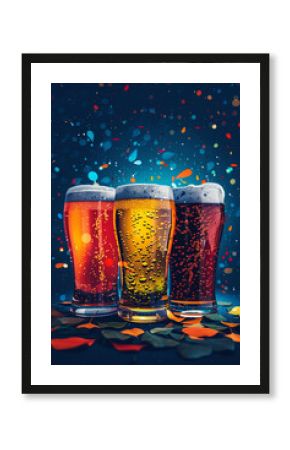 fun-filled pub crawl with Pilsner beers flat design side view festive theme animation Triadic Color Scheme