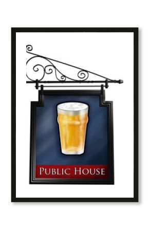 Isolated antique style pub sign