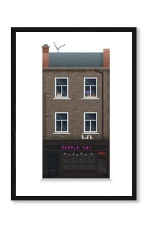 Illustration of a townhouse. Flat art style. Housing, real estate market, architecture design, property investment concept banner. Isolated on white