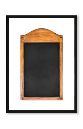 wooden menu board on isolated white background