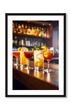 Colorful Cocktails Bar Drinks Lineup.