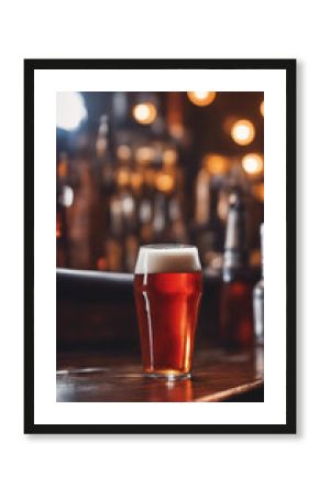 Sparkling beers served at the wooden bar of a brewpub Decorated pub for a Halloween Used for Hallowe