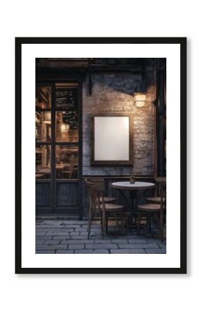 The menu board or shop sign for a restaurant with a blank blackboard. Cafe menu on the street. Restaurant sign mockup with a whiteboard.