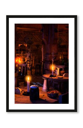 3D Rendering Medieval Tavern