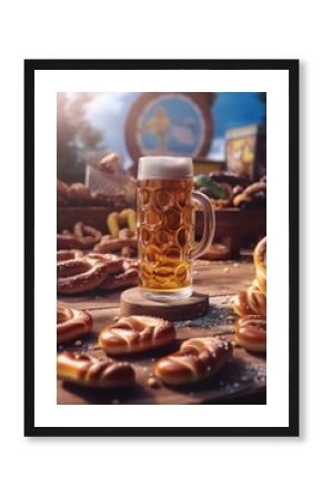 Oktoberfest, beer mug, festival. Generative AI