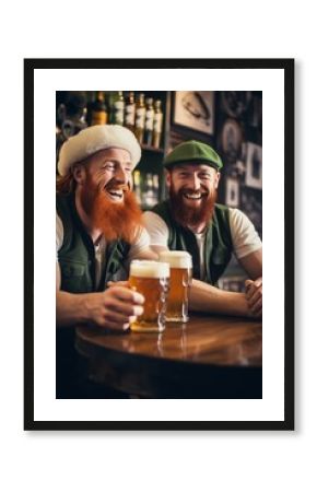 Two ginger friends celebrating St. Patrick's Day with drinks.