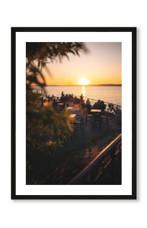 Amazing sunset at the port over lake Balaton, Hungary in summer