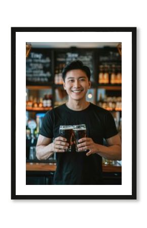 A person enjoying drinks at a pub or bar