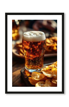 Beer and Chips Close-Up