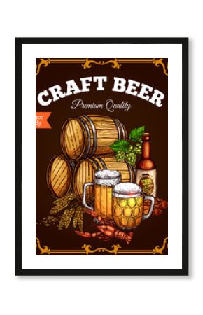 Craft beer pub bar vector retro poster